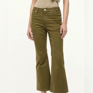 Staud & Wrangler Women's Slim Cropped Bootcut Jean 30 Olive Green Mid Rise